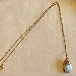 Gold Vermeil Chain Necklace with White Howlite Pendant